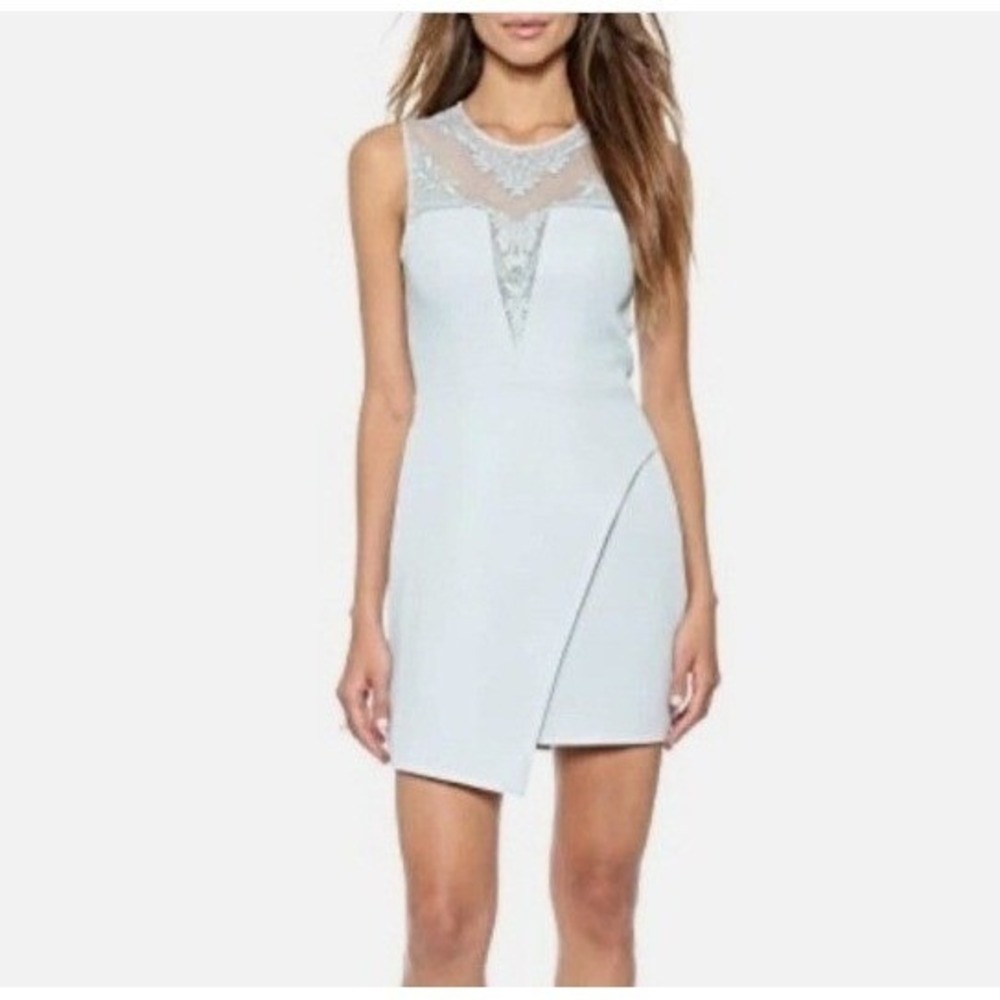 BCBG Kinsley Dress Womens 4 Lace Mesh Overlay Wrap Skirt Cocktail Formal NWT‎